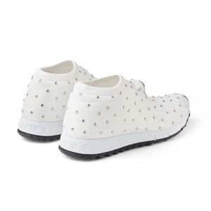 Jimmy Choo Norway Knit White Rhinestone Sneakers